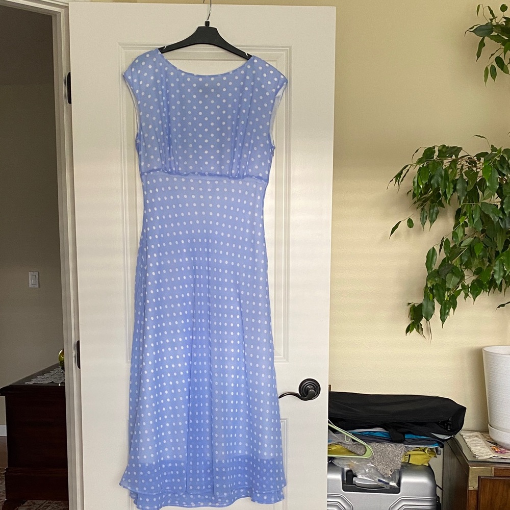 Chadwicks Light Blue Polka Dot Midi Dress